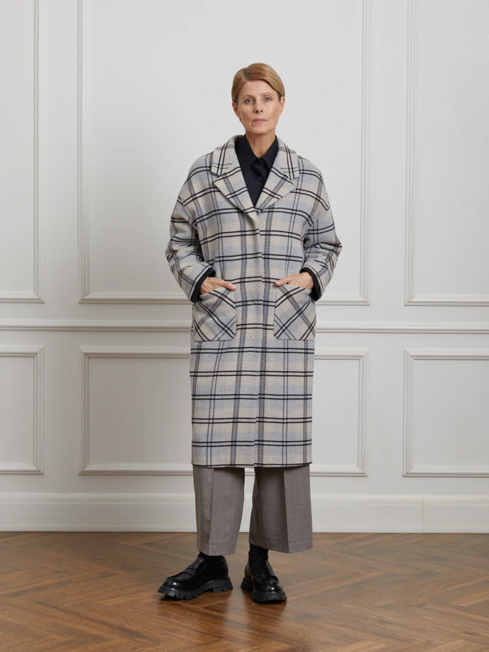 Пальто Lumba (Цвет Светло-серый в клетку, Размер S, Состав 80% шерсть, 20% акрил)