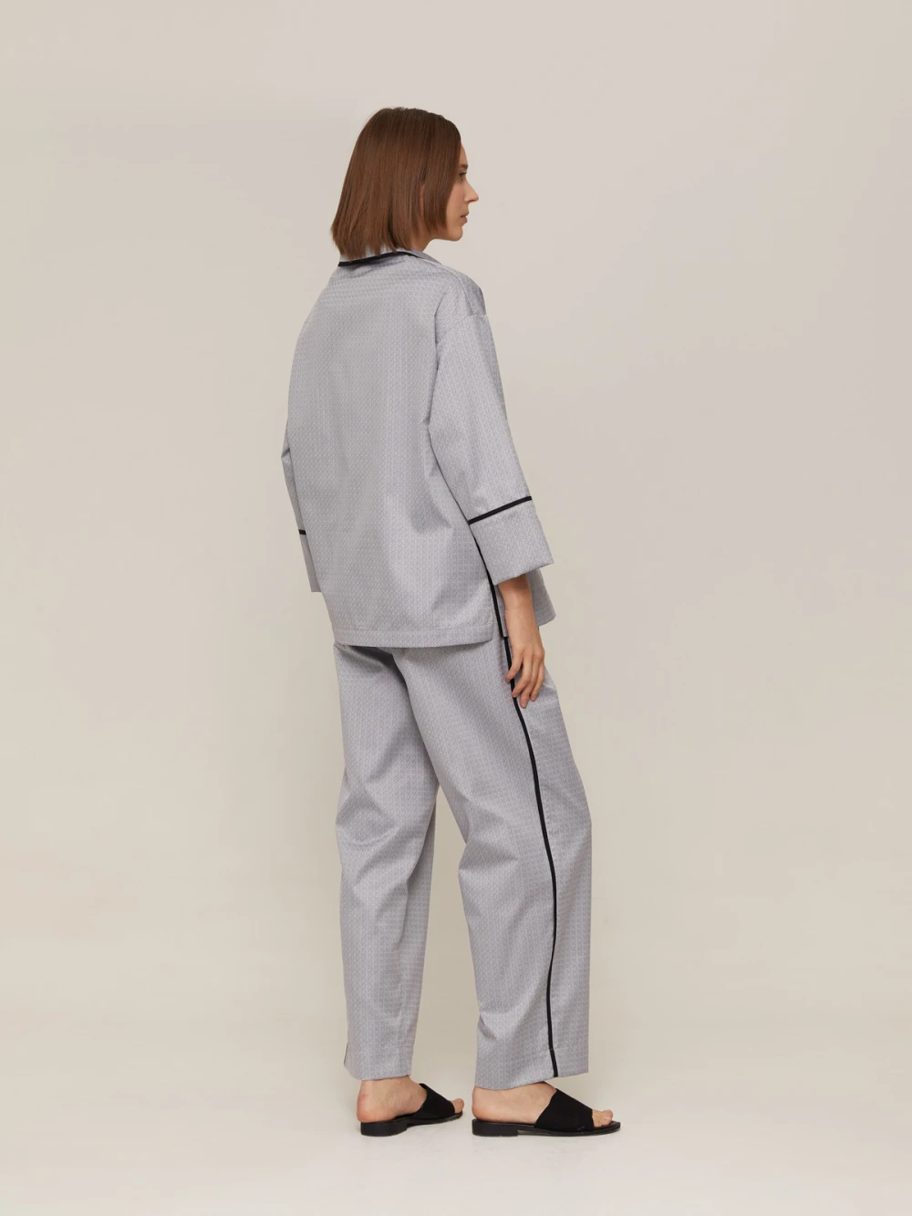 Пижама Alisa (Цвет Серый с узором зиг-заг, Размер S, Состав 100% хлопок)