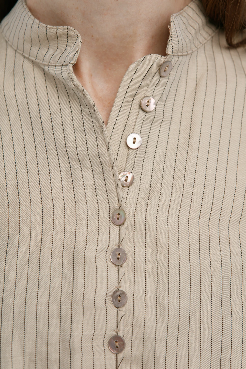 Рубашка Acacia (Цвет Бежевый в полоску, Размер 44/S, Состав 49% Лён, 31% Вискоза, 20% Хлопок)