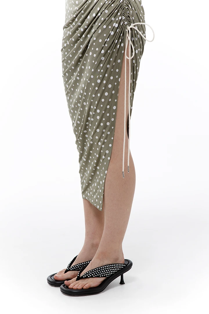 Платье Late again (Цвет Горох Хаки, Размер 44/S, Состав 96% вискоза, 4% эластан)