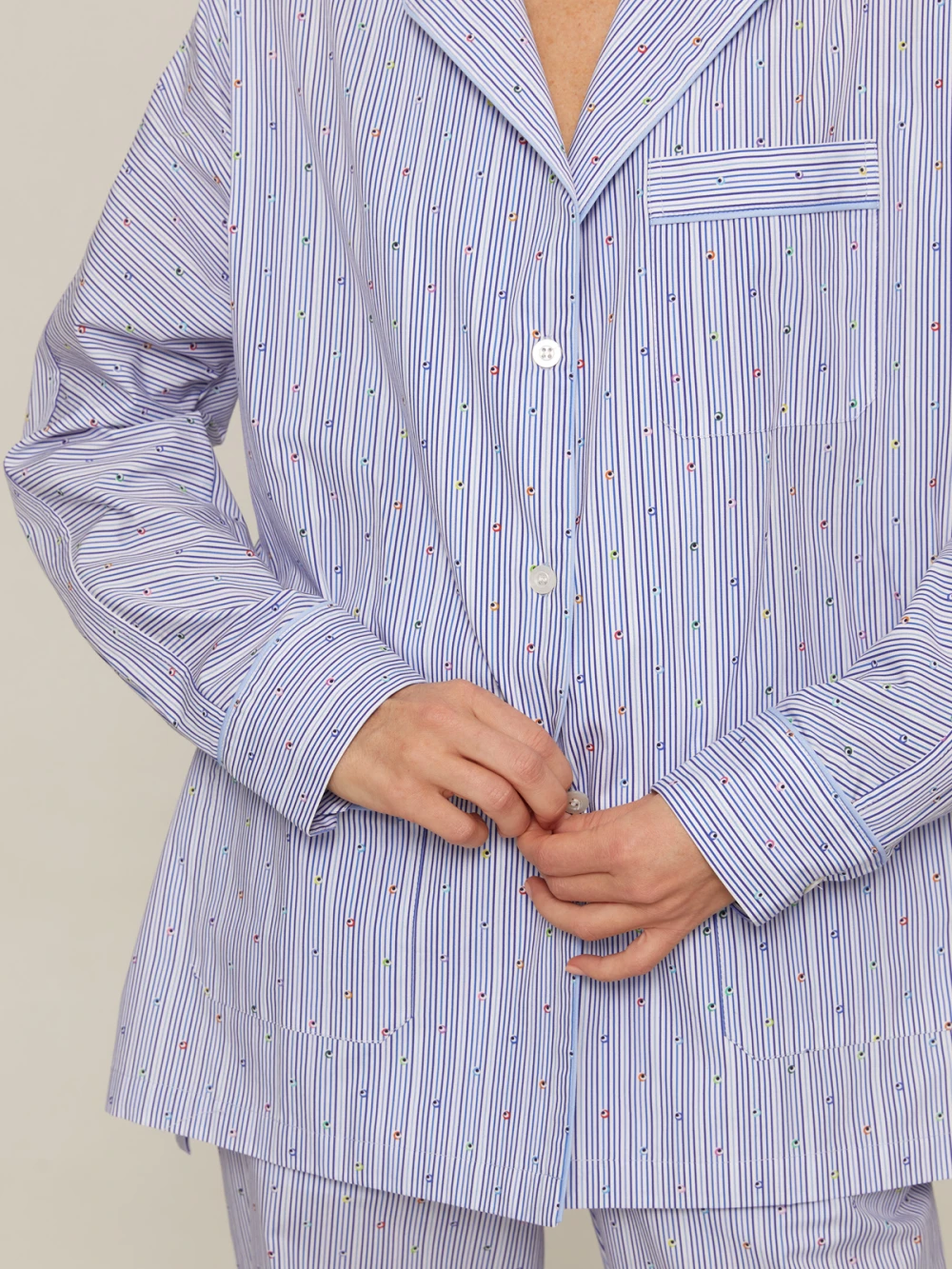 Костюм Aysha (Цвет Голубой в полоску с узором, Размер S, Состав 100% хлопок)