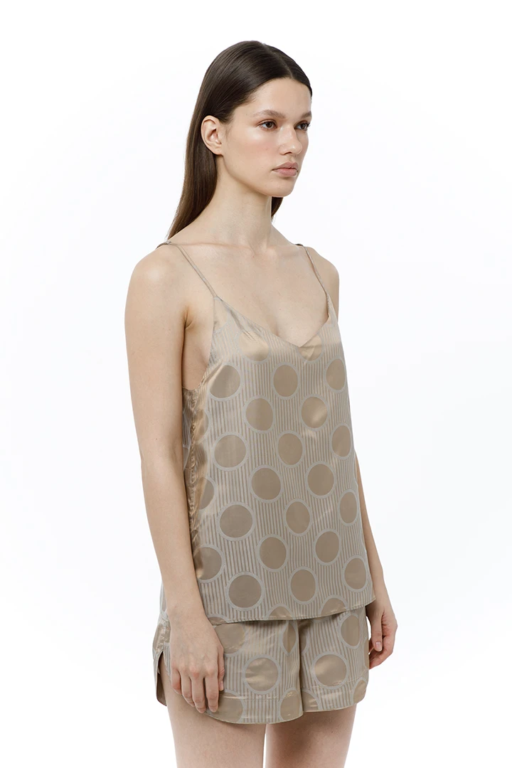 Топ Aphrodite (Цвет Бежевый с рисунком, Размер 44/S, Состав 55% вискоза, 45% ацетат, Условия ухода Стирка 30 градусов, Ткань 3860B #7001/24/1 Br)