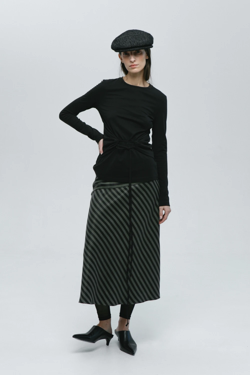 Юбка Andra (Цвет Хаки полоска, Размер 44/S, Состав 100% Ацетат)