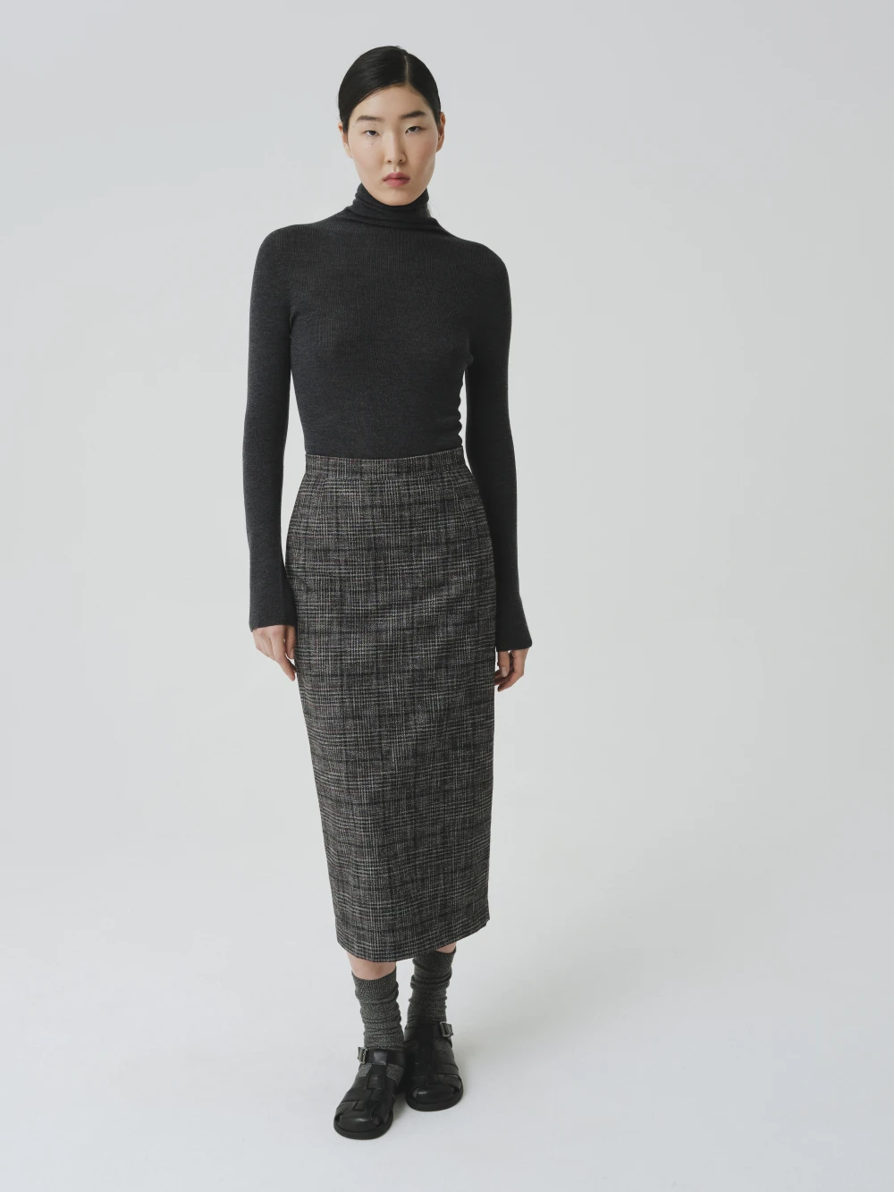 Юбка Kimo (Цвет Чёрный в клетку, Размер XL, Состав 85% шерсть, 15% полиэстер)