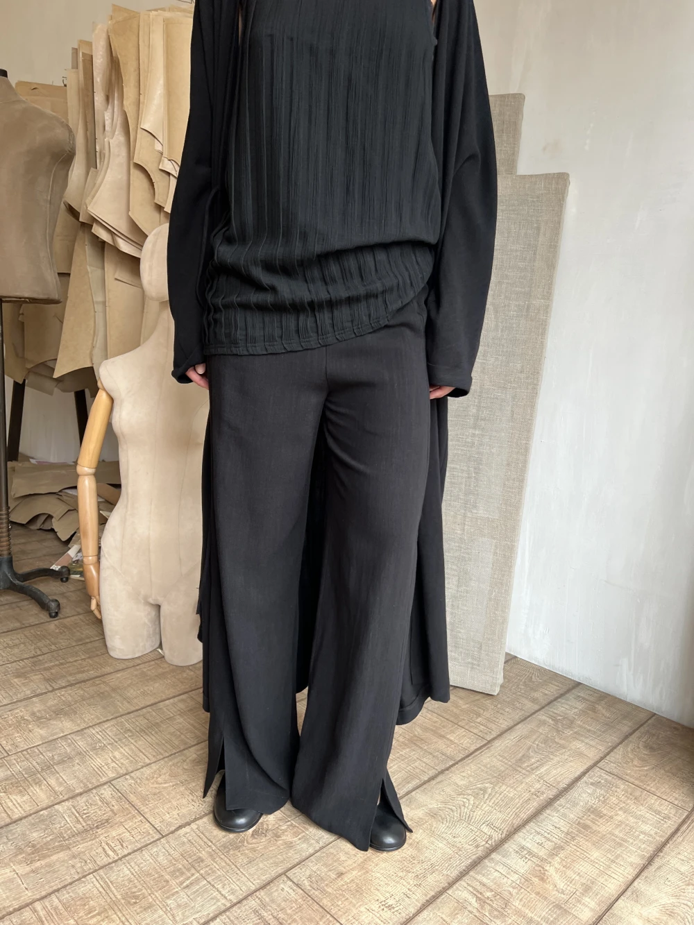 Брюки Linen 2 (Цвет Чёрный, Размер 44/S, Состав 70% вискоза, 30% лён)