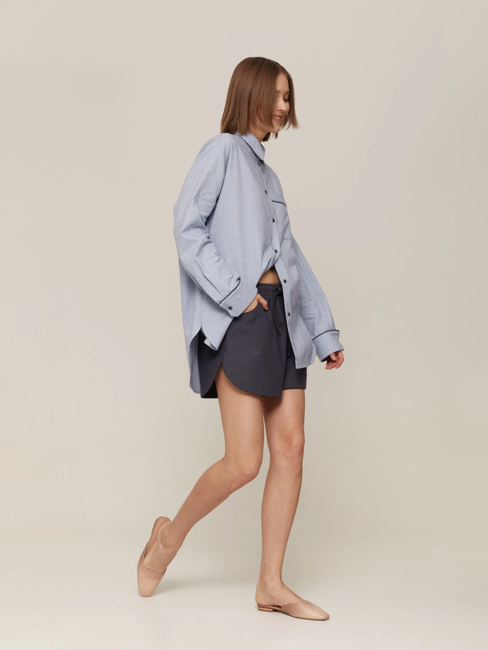 Костюм Atra (Цвет Голубой с узором/серый, Размер S, Состав 100% хлопок)