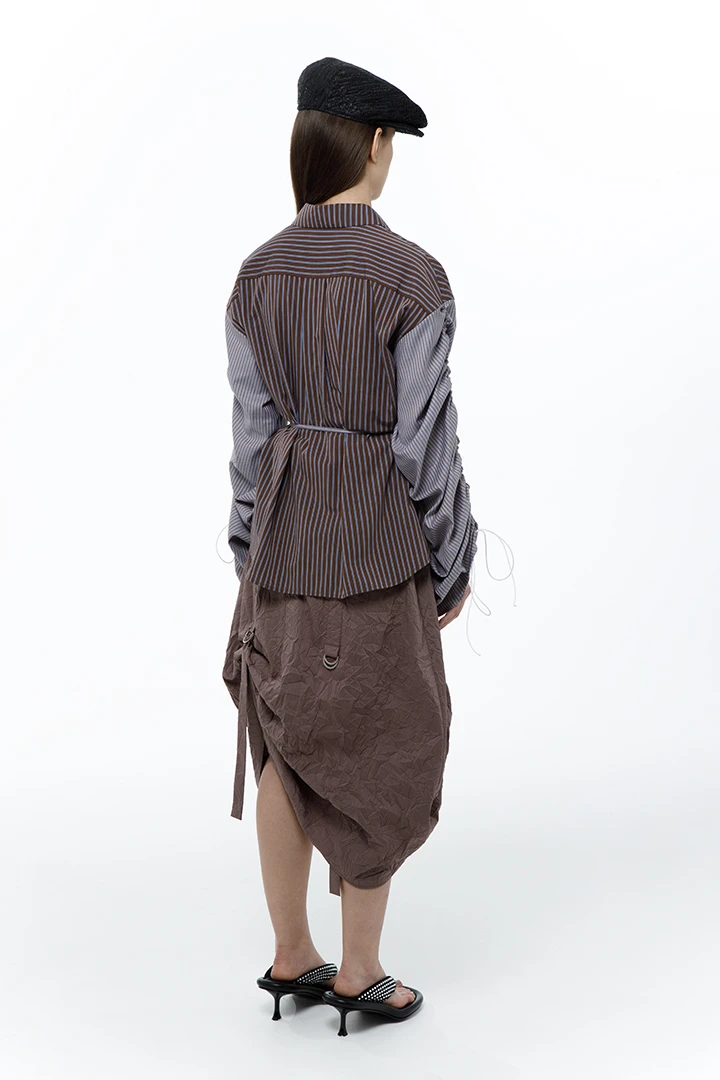 Рубашка Curtains (Цвет Коричневый в полоску, Размер 44/S, Состав 100%  хлопок)