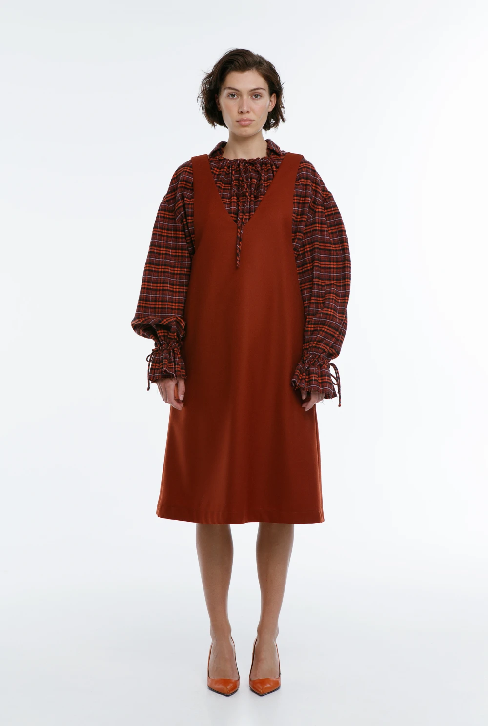 Блузка TGIF (Цвет Чёрно-красная клетка, Размер 44/S, Состав 100%  хлопок)