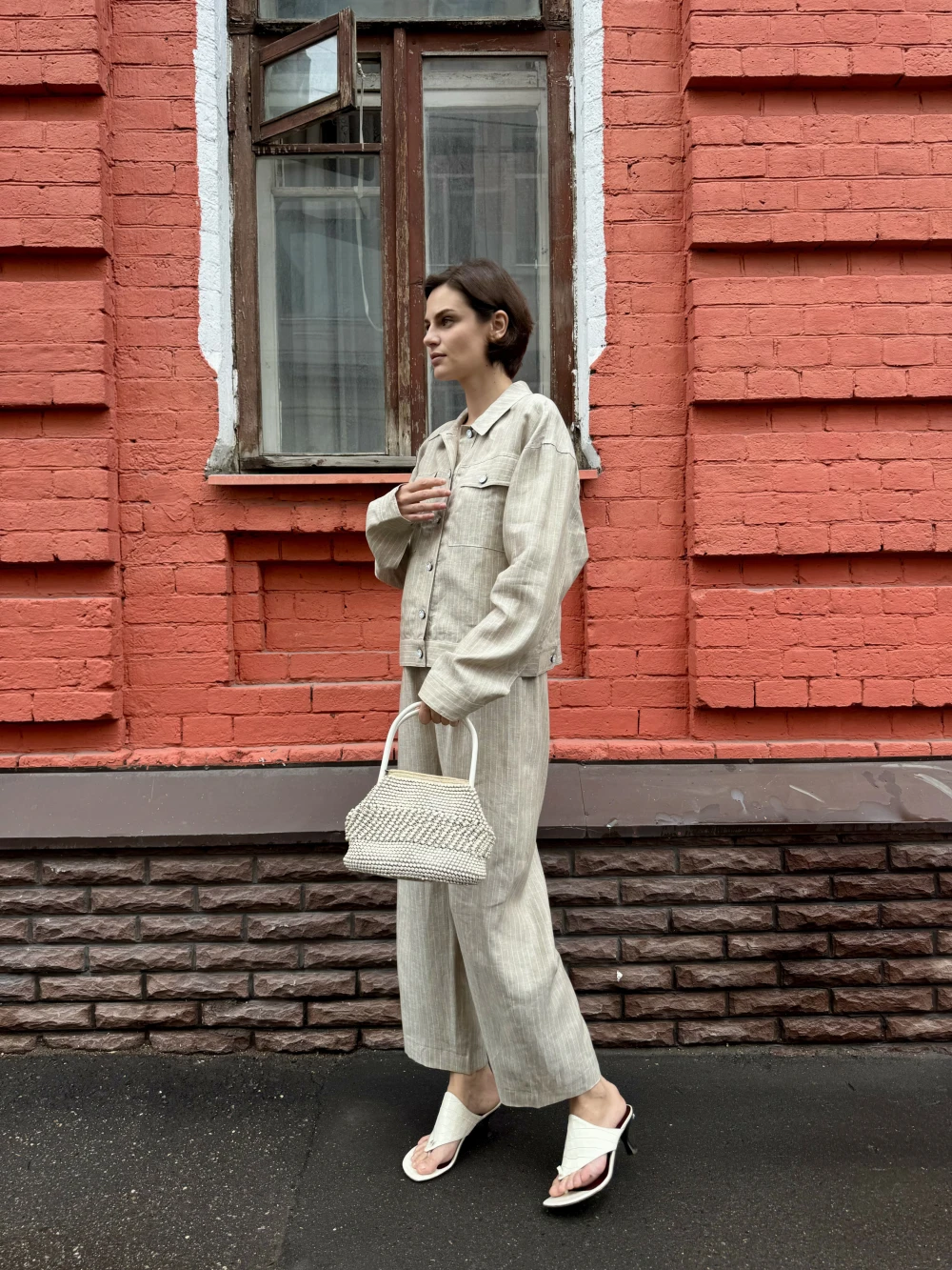 Брюки Alen (Цвет Бежевый, Размер 44/S, Состав 100% лён)