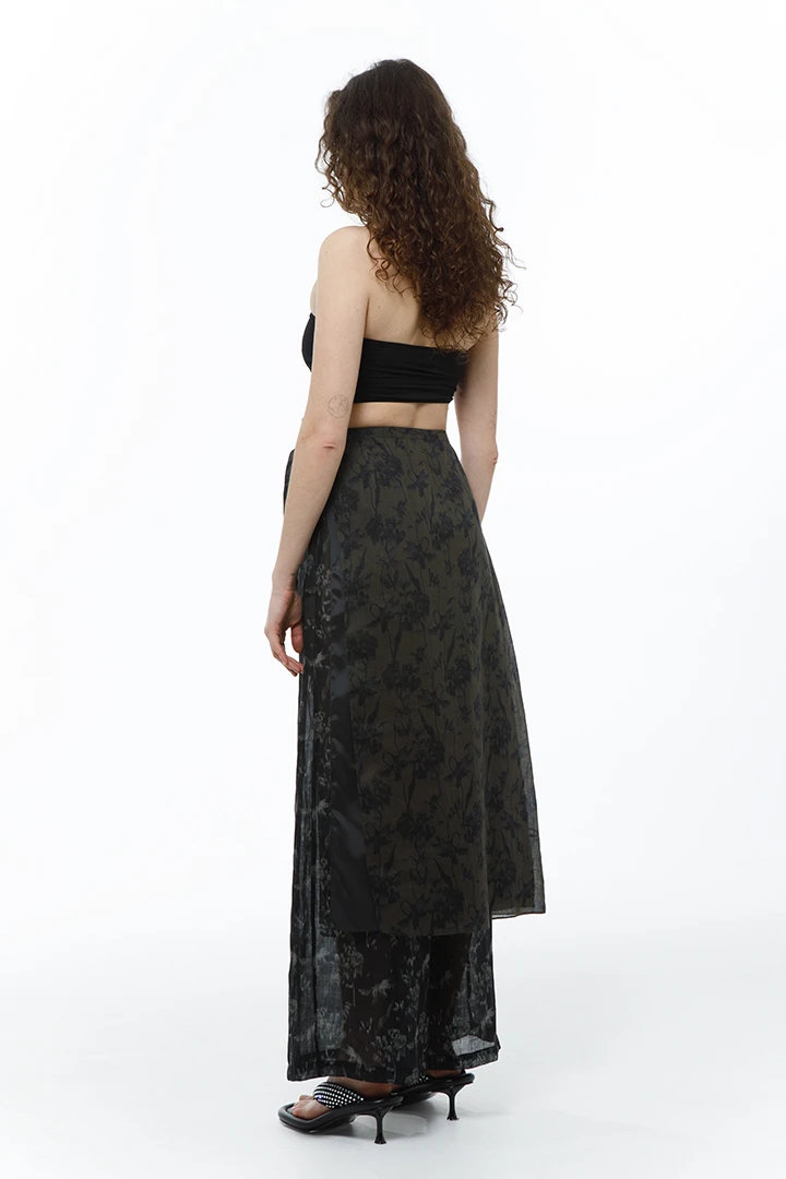 Юбка Literature 2 (Цвет Коричневый с принтом, Размер 44/S, Состав 100% рами)