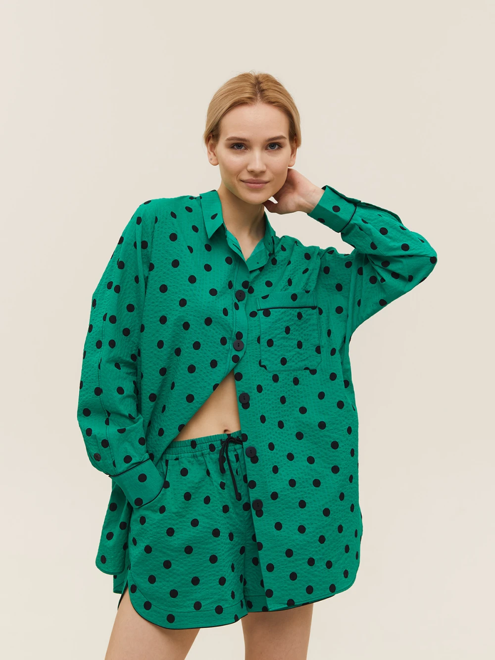 Костюм Atra (Цвет Зеленый в горох, Размер S, Состав 100% хлопок)