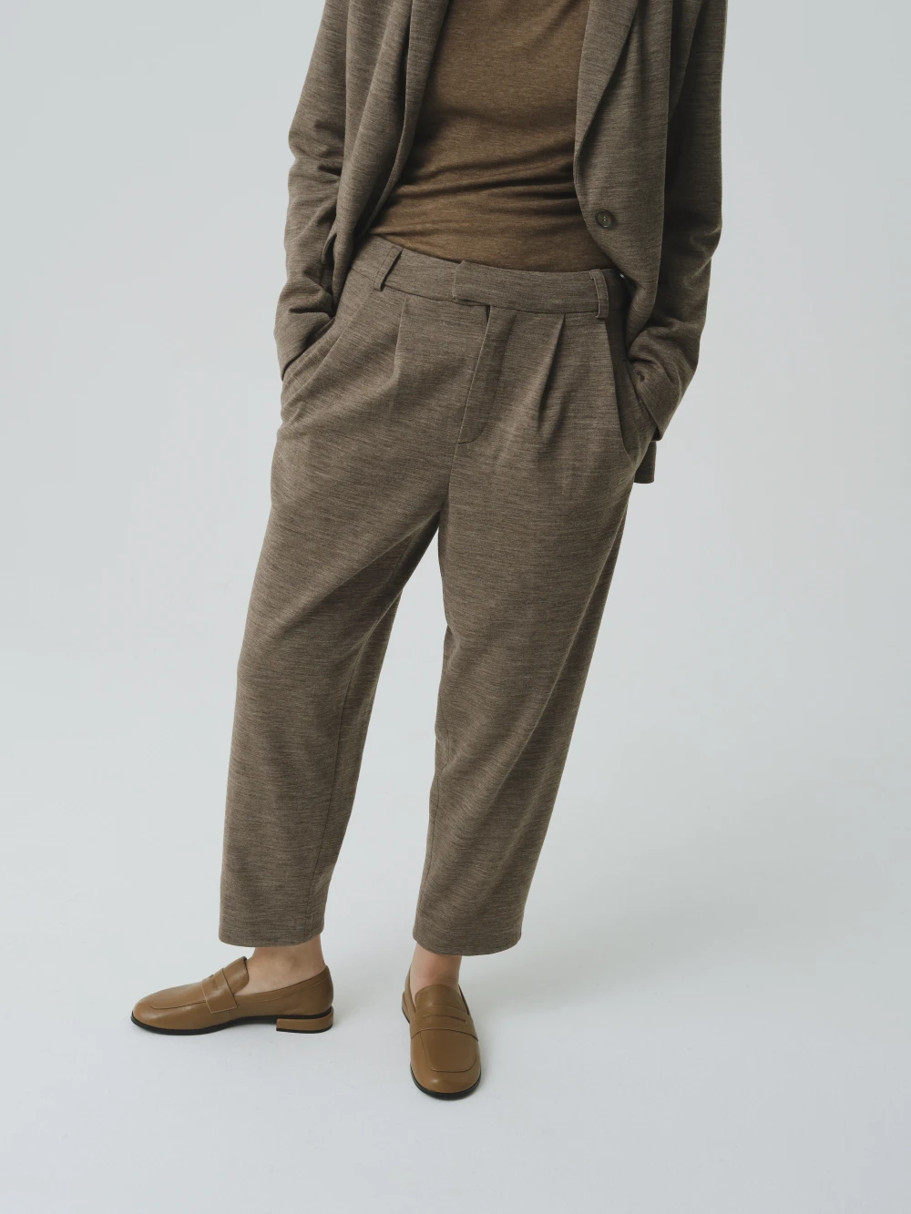 Брюки Nira (Цвет Бежевый меланж/коричневый меланж, Размер M, Состав 80% шерсть, 17% кашемир, 3% эластан)