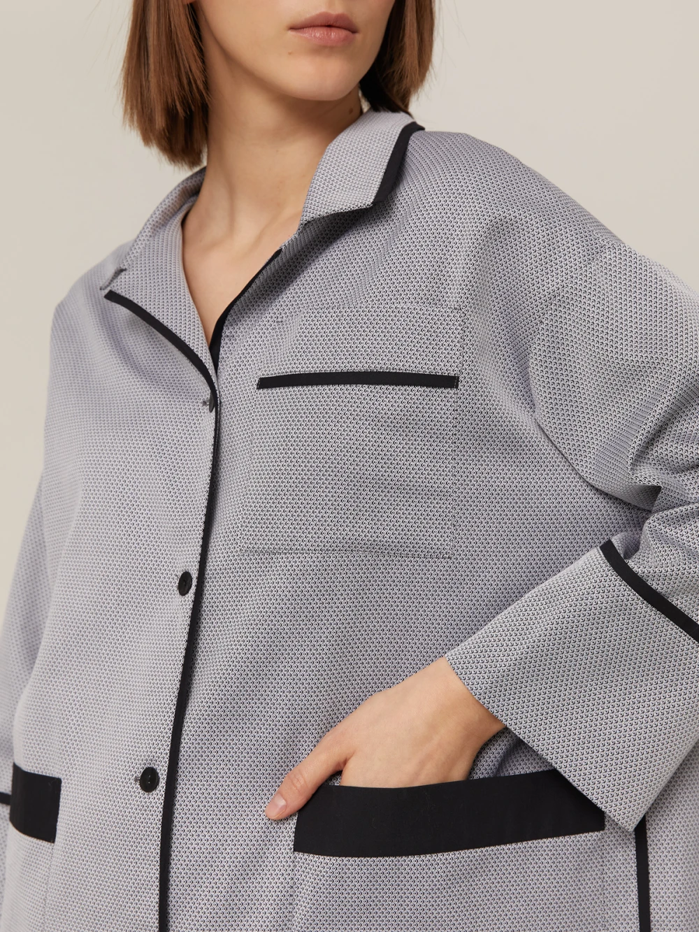 Пижама Alisa (Цвет Серый с узором, Размер S, Состав 100% хлопок)