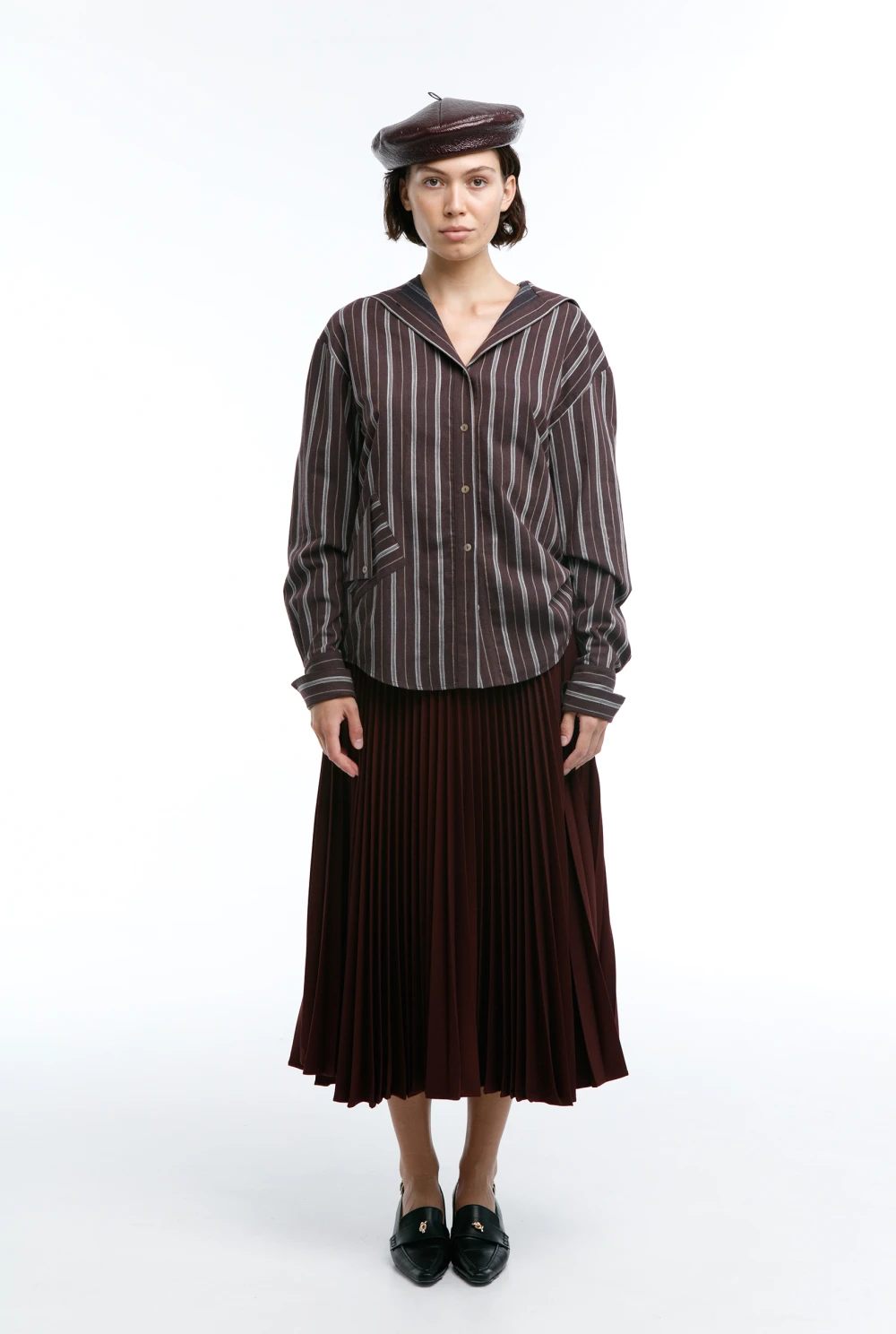 Рубашка Leningrad (Цвет Коричневый в полоску, Размер 44/S, Состав 89% Хлопок, 11% Шерсть)