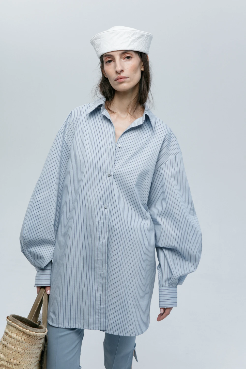 Платье-рубашка Elen (Цвет Голубой в полоску, Размер 44/S, Состав 80% Хлопок, 20% Полиамид)