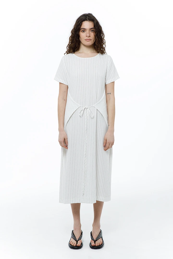 Платье Amore (Цвет Белый в полоску, Размер 44/S, Состав 50% Вискоза, 50% Лён)