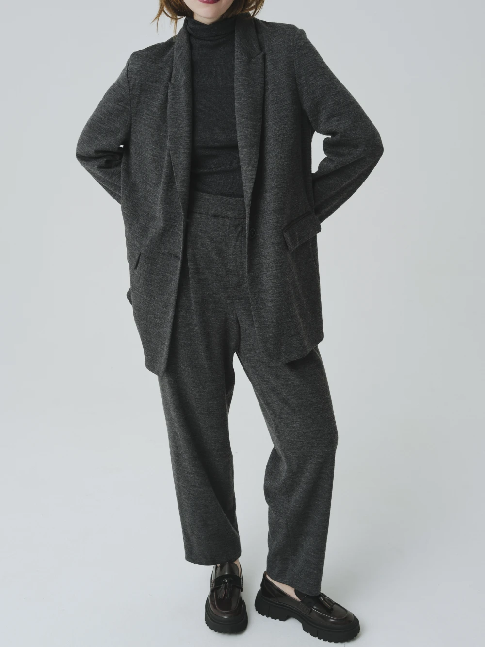 Брюки Nira (Цвет Тёмно-серый меланж/чёрный, Размер XL, Состав 80% шерсть, 17% кашемир, 3% эластан)