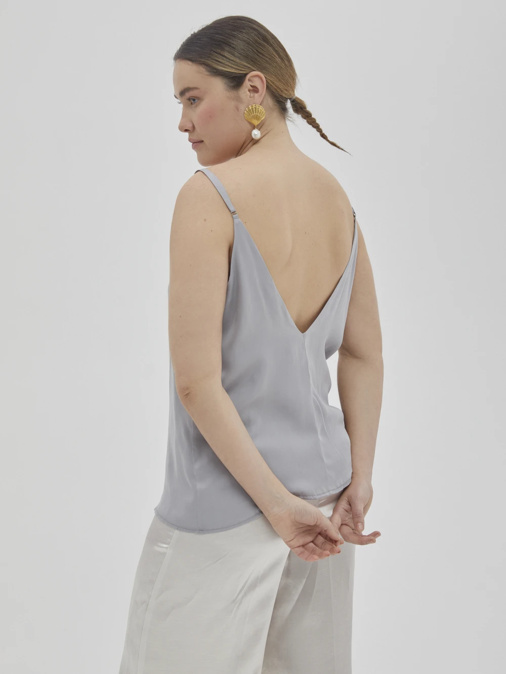 Топ на бретелях Sunna (Цвет Серый, Размер M, Состав 65% купро, 35% вискоза)