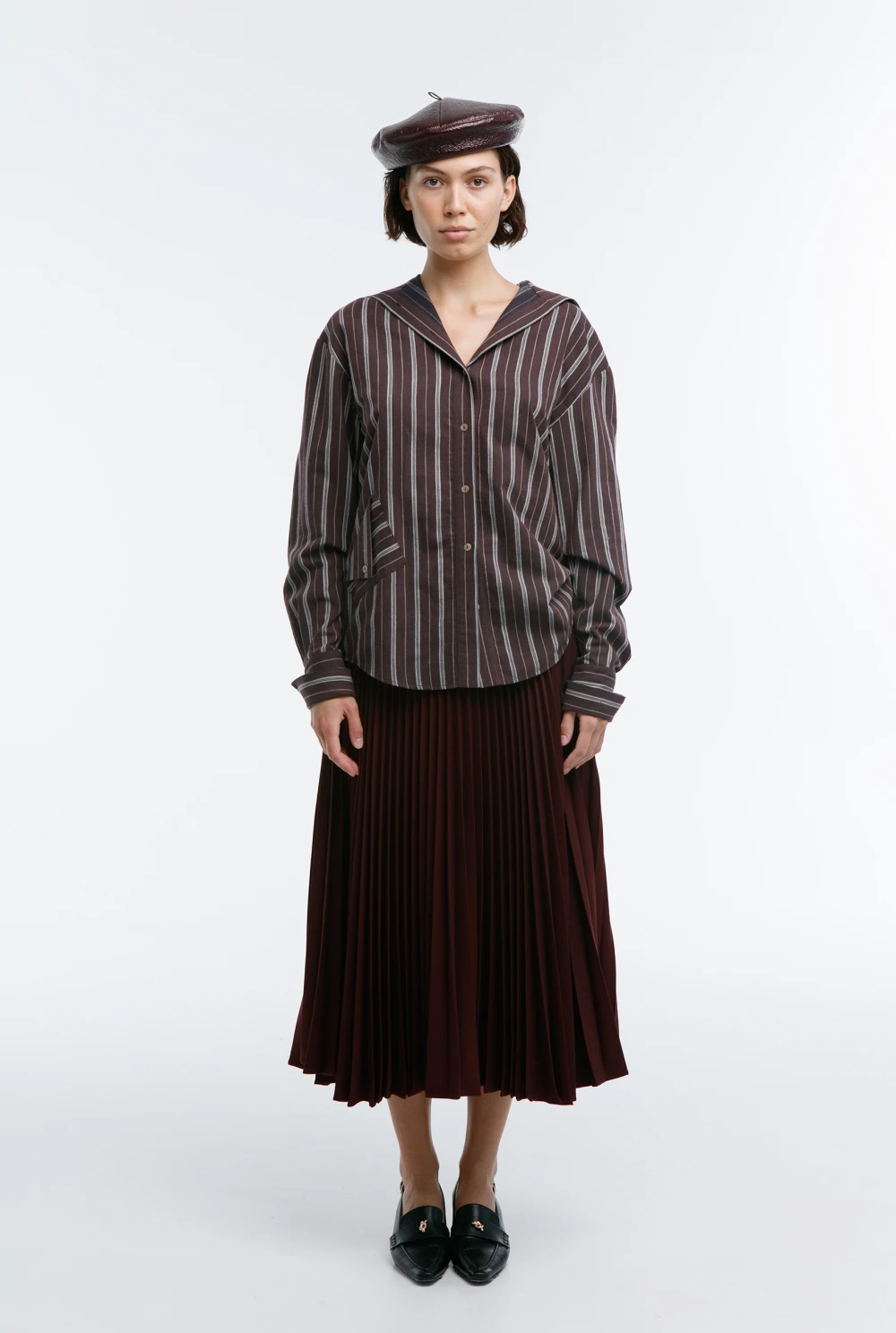 Рубашка Leningrad (Цвет Коричневый в полоску, Размер 44/S, Состав 89% Хлопок, 11% Шерсть)