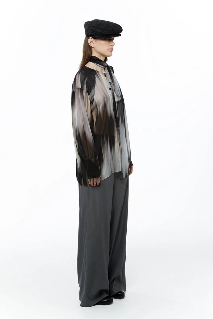 Блуза Lyric (Цвет Чёрно-серый с золотым, Размер 44/S, Состав 100 % полиэстер)