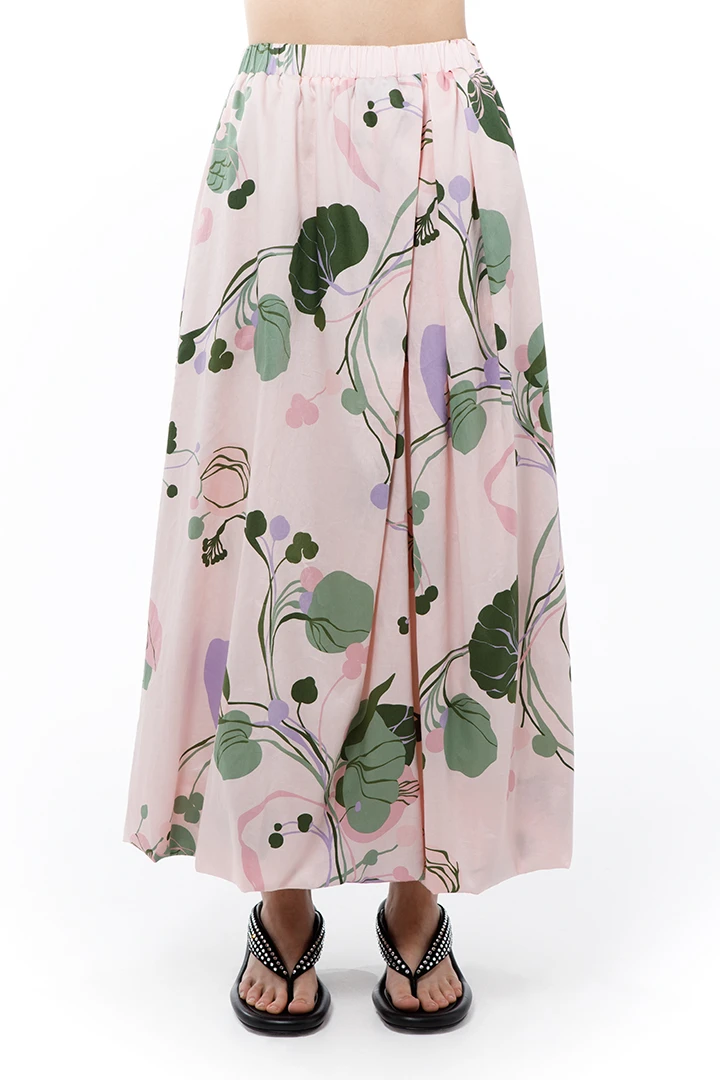 Юбка Hara (Цвет Розовый с зелёными листьями, Размер 44/S, Состав 100%  хлопок)