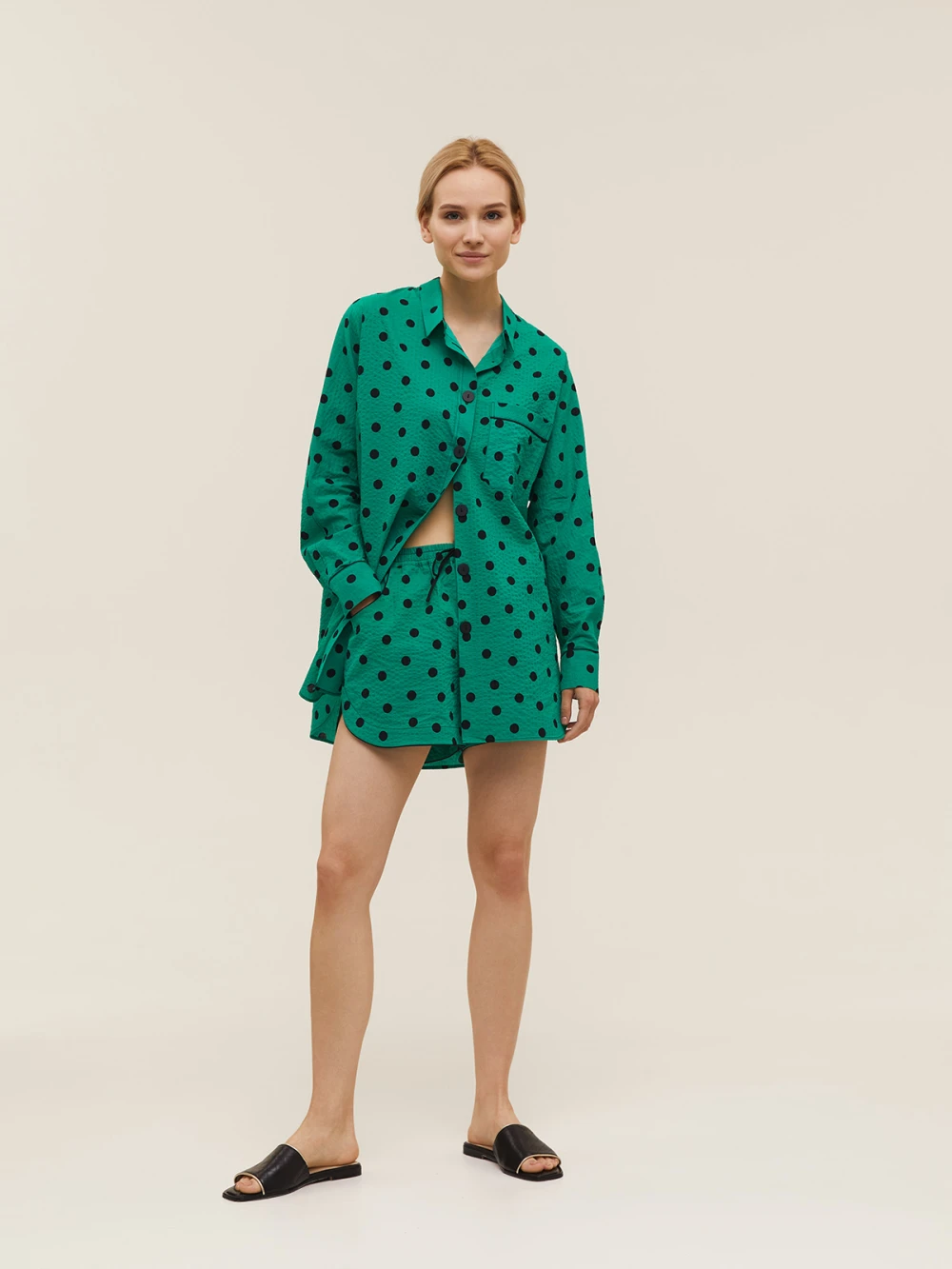 Костюм Atra (Цвет Зеленый в горох, Размер S, Состав 100% хлопок)