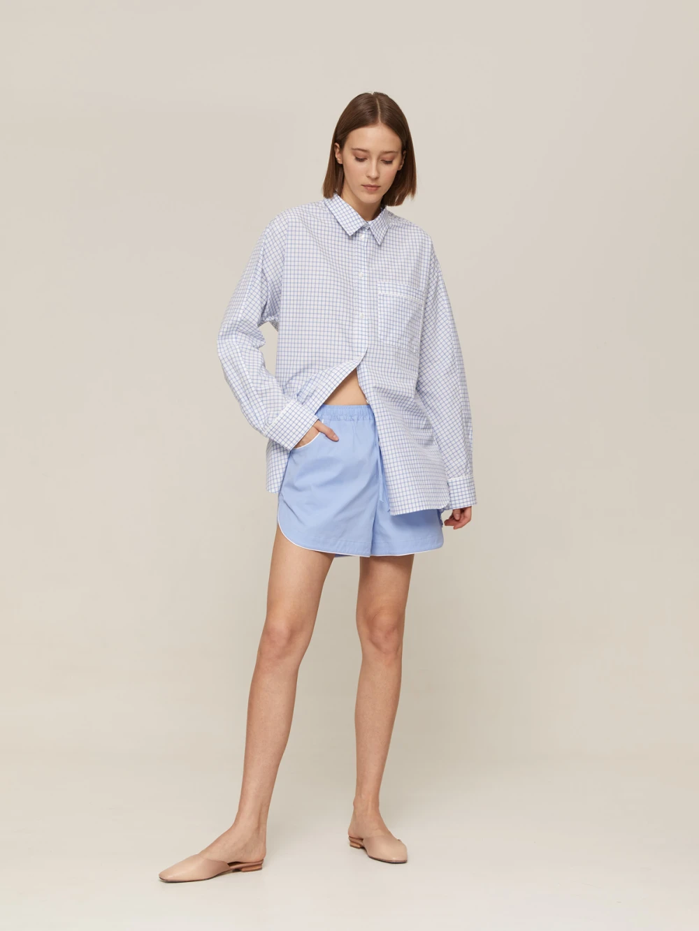 Костюм Atra (Цвет Белый в клетку/голубой, Размер S, Состав 100% хлопок)