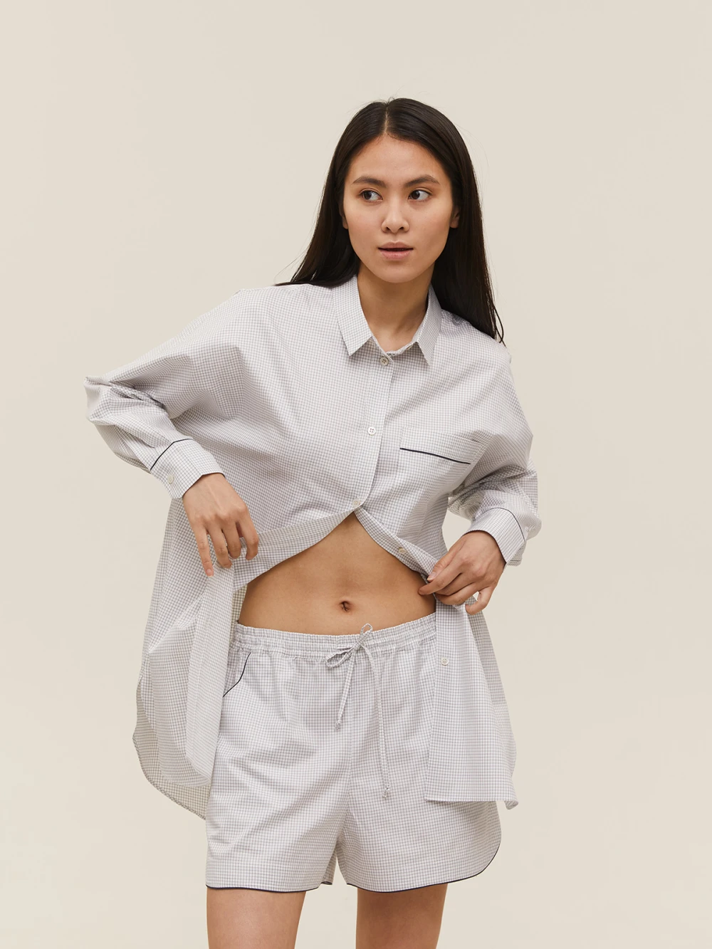 Костюм Atra (Цвет Светло-серый в клетку, Размер S, Состав 100% хлопок)