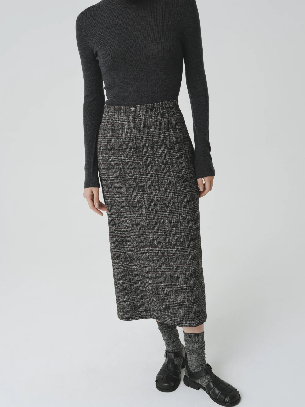 Юбка Kimo (Цвет Чёрный в клетку, Размер XL, Состав 85% шерсть, 15% полиэстер)