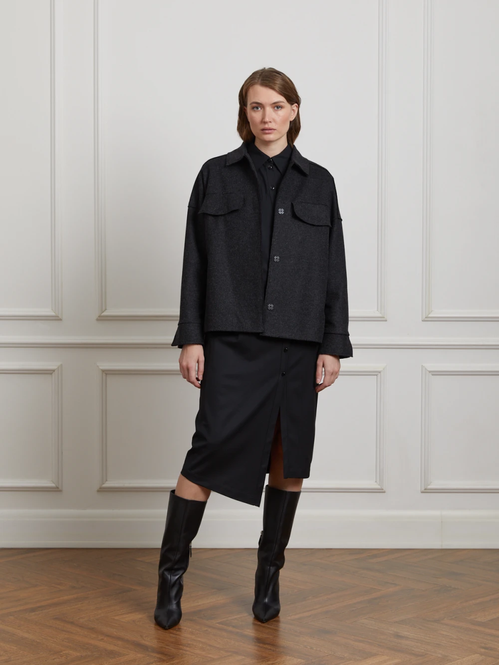 Куртка Vardi (Цвет Чёрный меланж, Размер S, Состав 75% шерсть, 25% акрил)