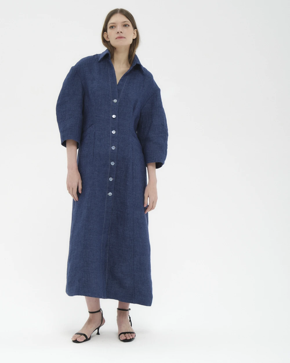 Платье Helen (Цвет Синий, Размер 44/S, Состав 99% лён, 1% хлопок)