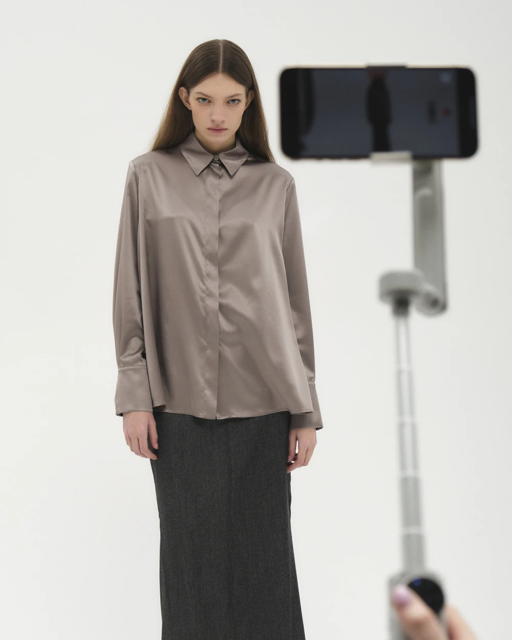 Блуза Casey (Цвет Серый, Размер 44/S, Состав 97% шёлк, 3% эластан)