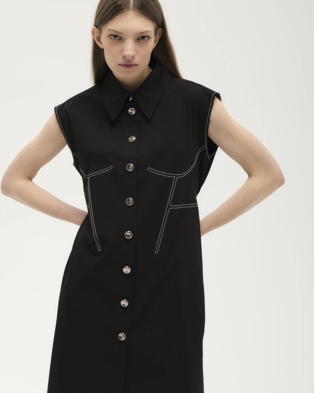 Платье Bela (Цвет Чёрный, Размер S, Состав 97% хлопок, 3% эластан)