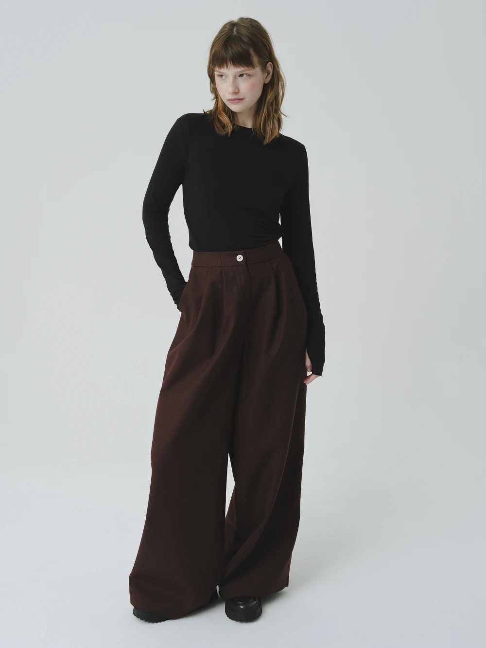 Брюки ILU (Цвет Бордовый в полоску, Размер XS, Состав 100% шерсть)