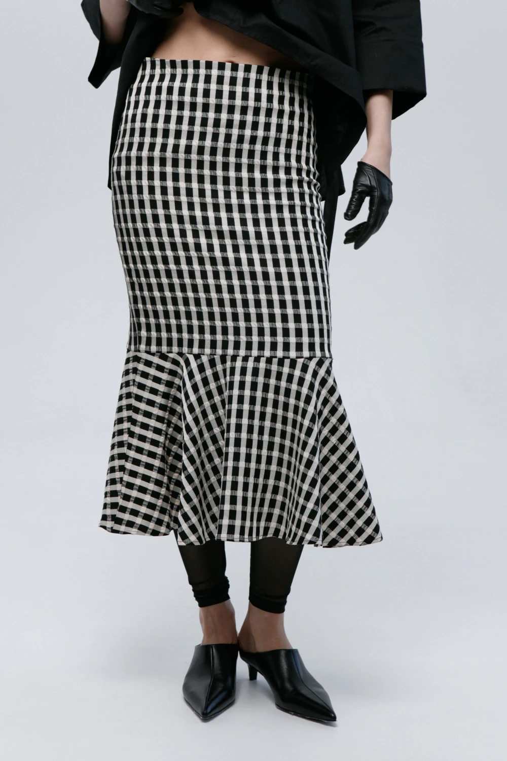 Юбка Garnec (Цвет Чёрно-золотой в клетку, Размер 44/S, Состав 64% Визкоза, 35% Полиэстер, 1% Эластан)