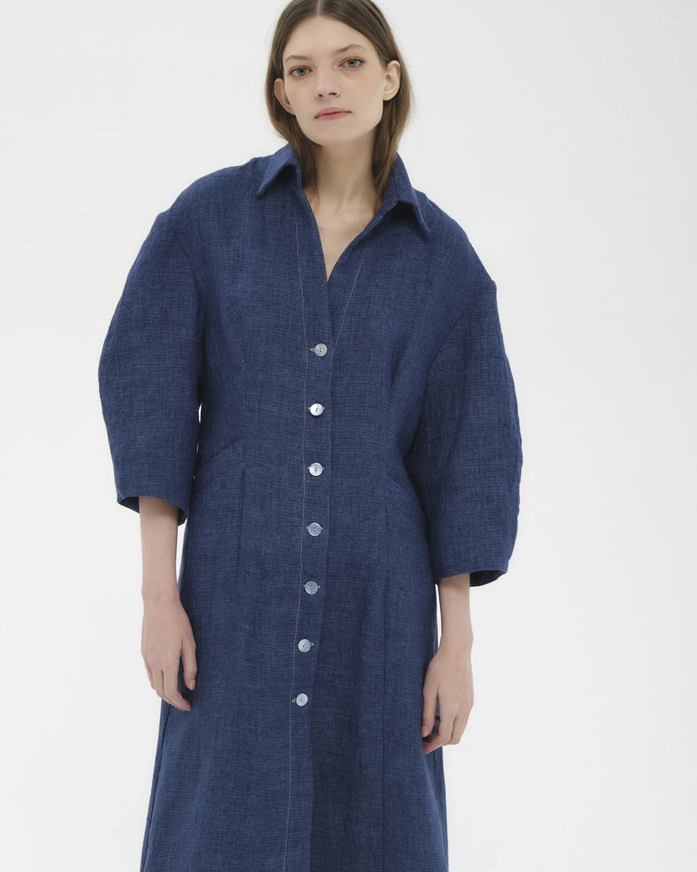 Платье Helen (Цвет Синий, Размер 44/S, Состав 99% лён, 1% хлопок)