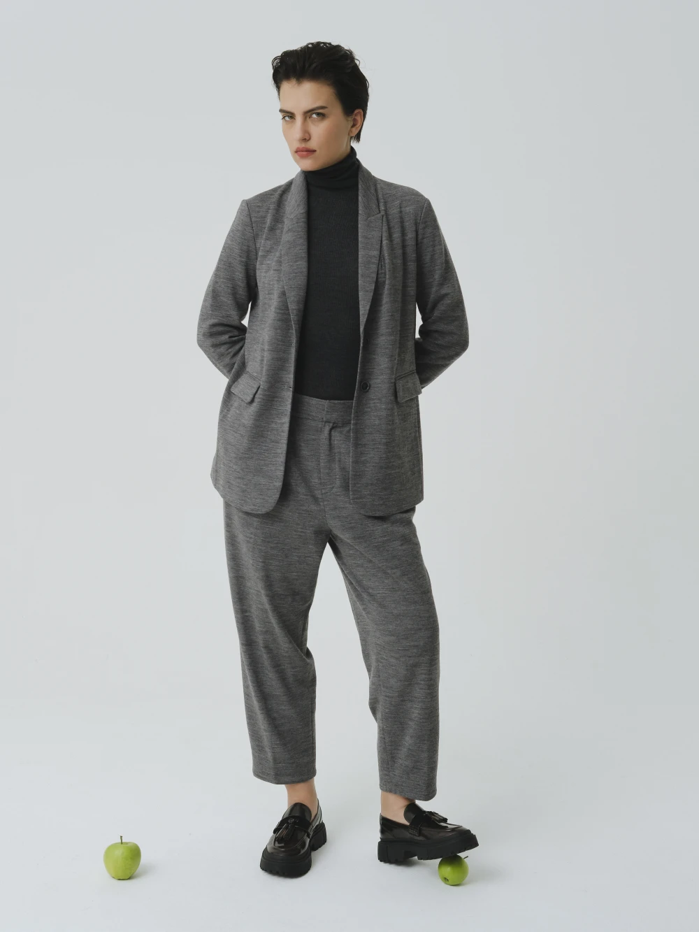 Брюки Nira (Цвет Серый меланж/светло-серый меланж, Размер S, Состав 80% шерсть, 17% кашемир, 3% эластан)