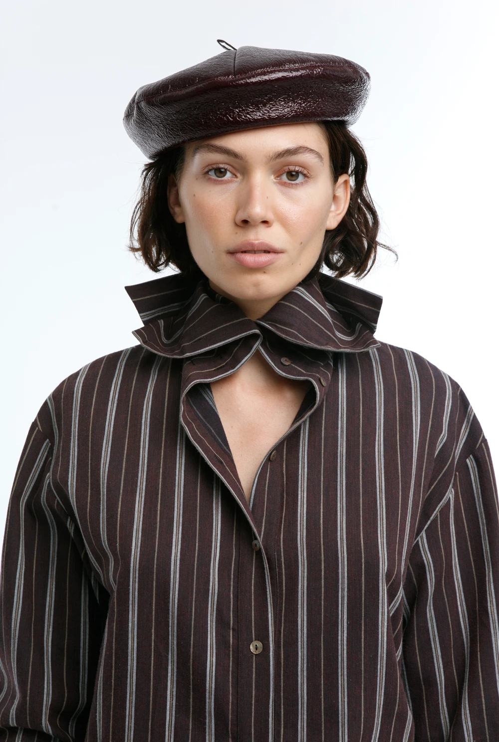 Рубашка Leningrad (Цвет Коричневый в полоску, Размер 44/S, Состав 89% Хлопок, 11% Шерсть)