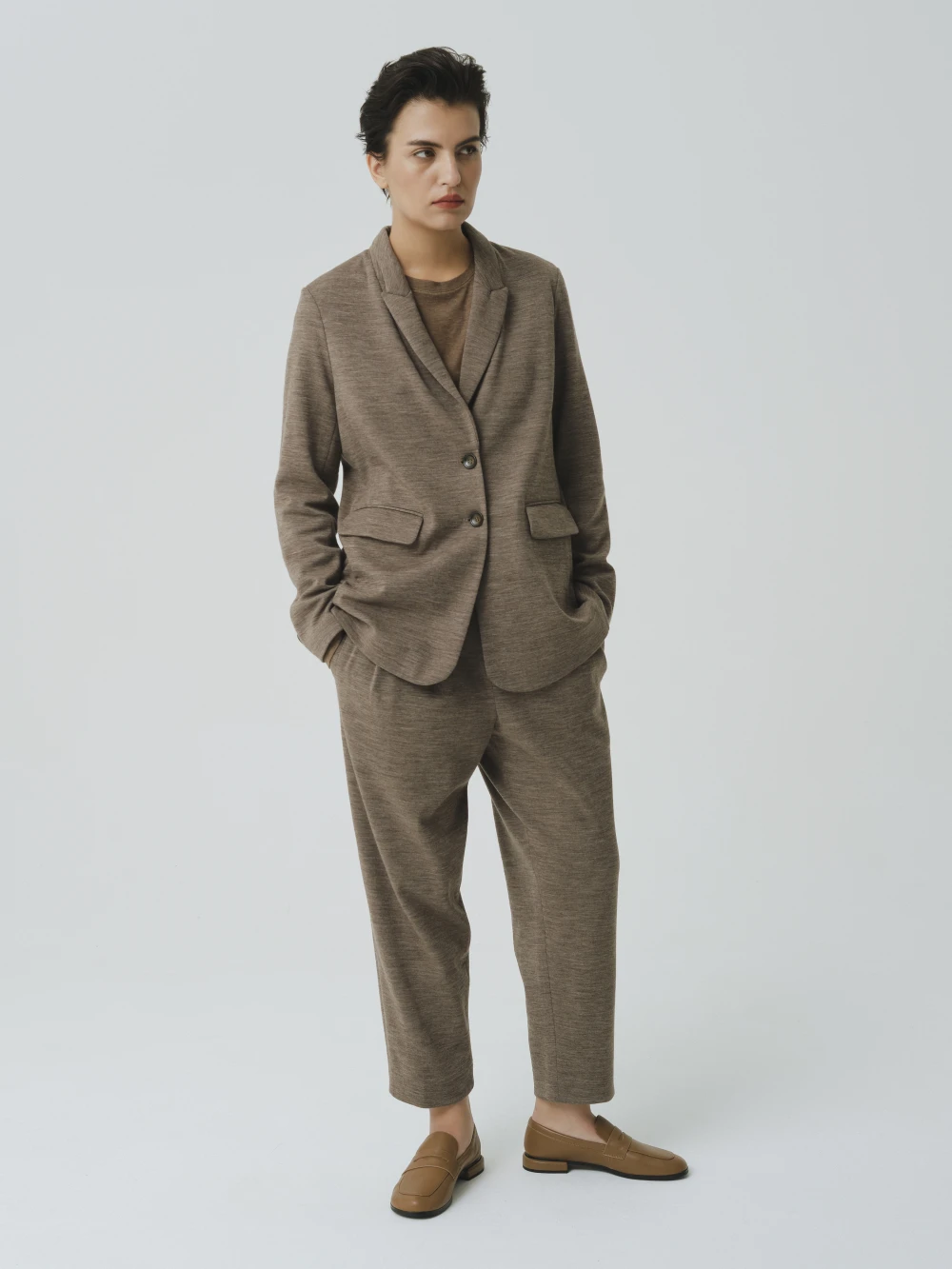 Брюки Nira (Цвет Бежевый меланж/коричневый меланж, Размер M, Состав 80% шерсть, 17% кашемир, 3% эластан)