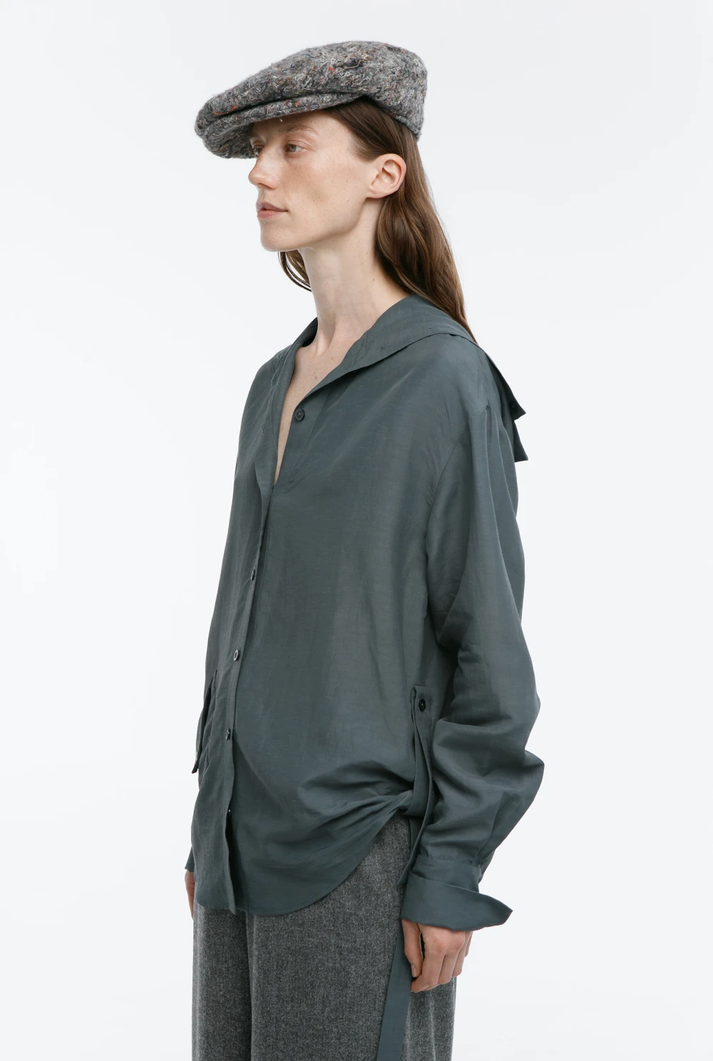 Рубашка Leningrad (Цвет Хаки, Размер 44/S, Состав 63% вискоза, 37% лён)