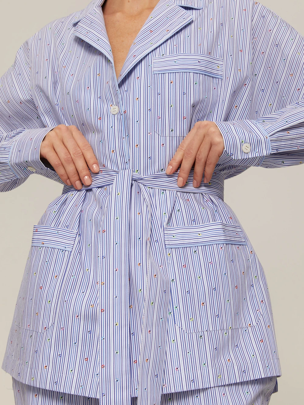 Костюм Aysha (Цвет Голубой в полоску с узором, Размер S, Состав 100% хлопок)