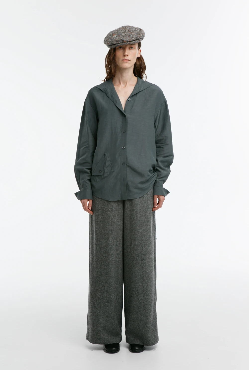 Рубашка Leningrad (Цвет Хаки, Размер 44/S, Состав 63% вискоза, 37% лён)