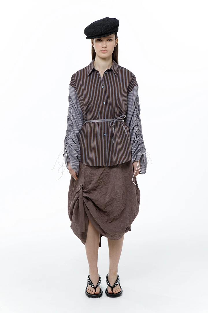 Рубашка Curtains (Цвет Коричневый в полоску, Размер 44/S, Состав 100%  хлопок)