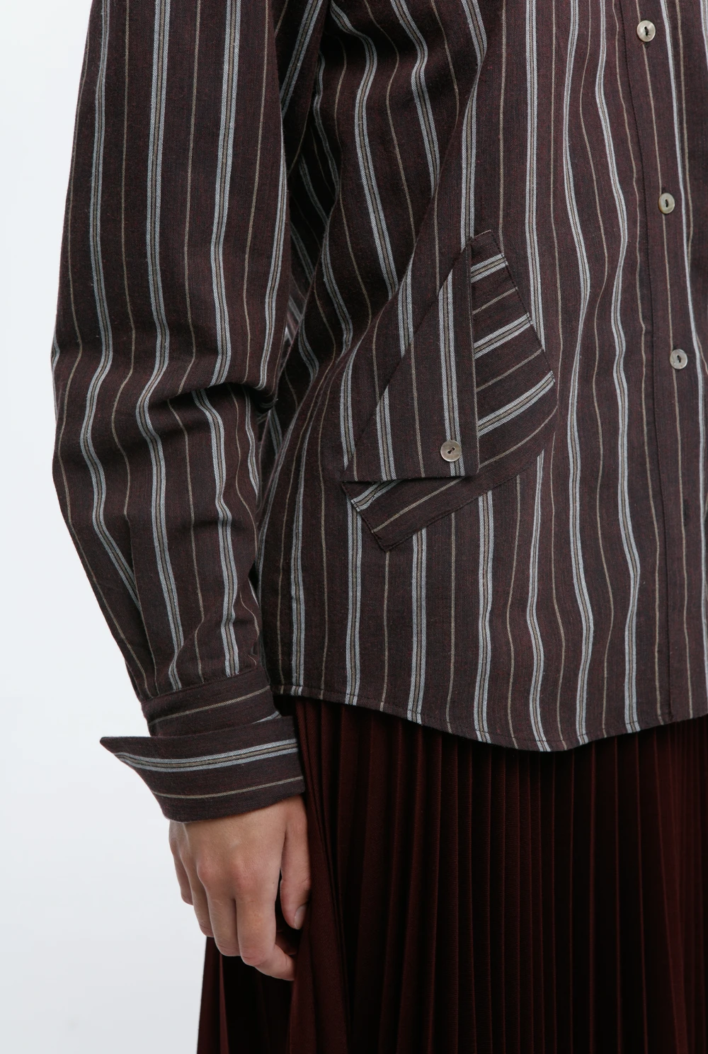 Рубашка Leningrad (Цвет Коричневый в полоску, Размер 44/S, Состав 89% Хлопок, 11% Шерсть)