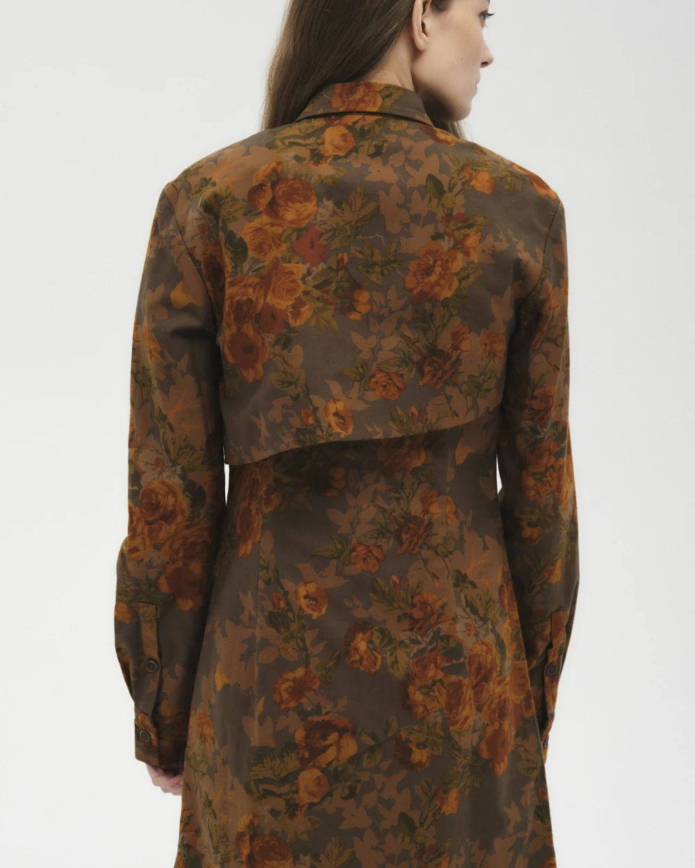 Платье Symphony (Цвет Бежевый с цветами, Размер S, Состав 100% хлопок)