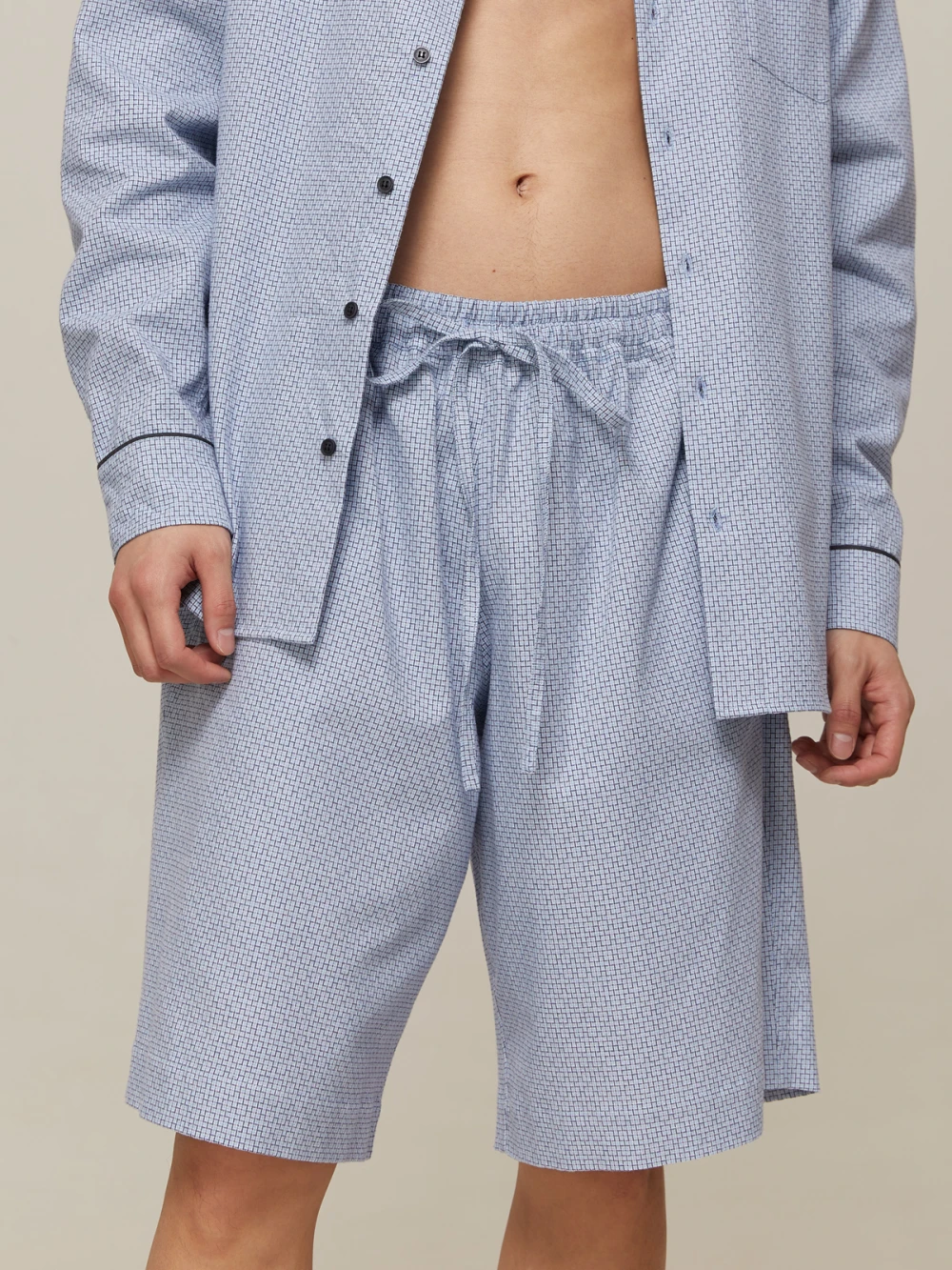 Пижама мужская Aries (Цвет Голубой с узором, Размер L, Состав 100% хлопок)