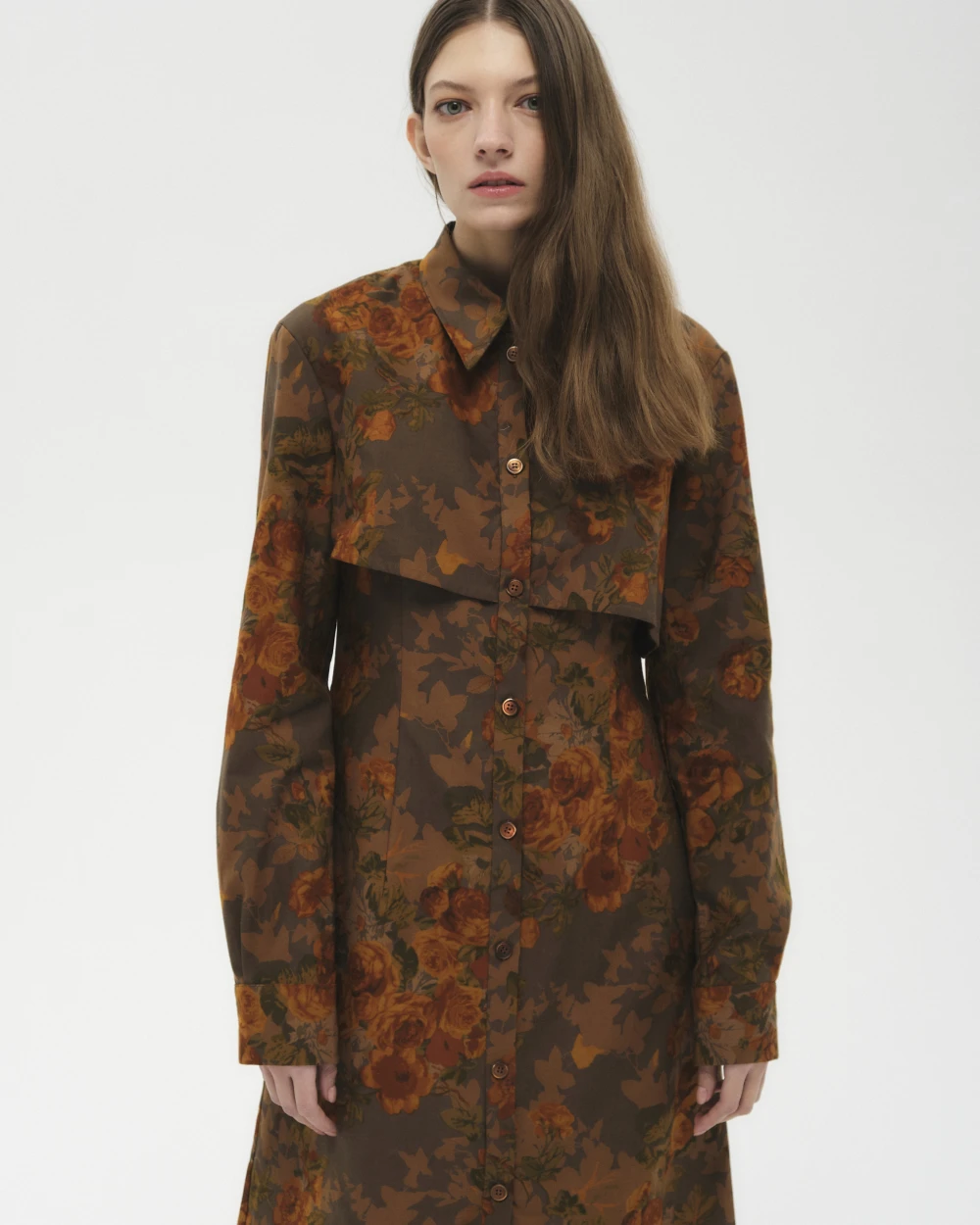 Платье Symphony (Цвет Бежевый с цветами, Размер S, Состав 100% хлопок)