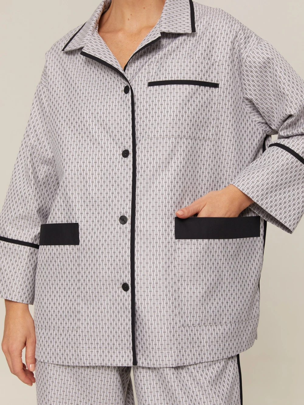 Пижама Alisa (Цвет Светло-серый с узором, Размер S, Состав 100% хлопок)