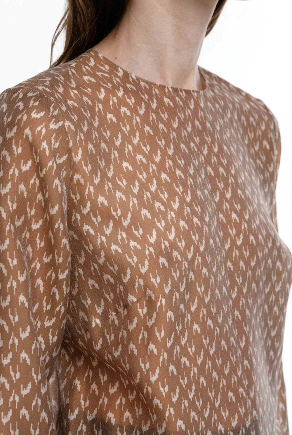 Блузка Simple (Цвет Светло-коричневый, Размер 44/S, Состав 80% Тенсел, 20% Полиэстер)