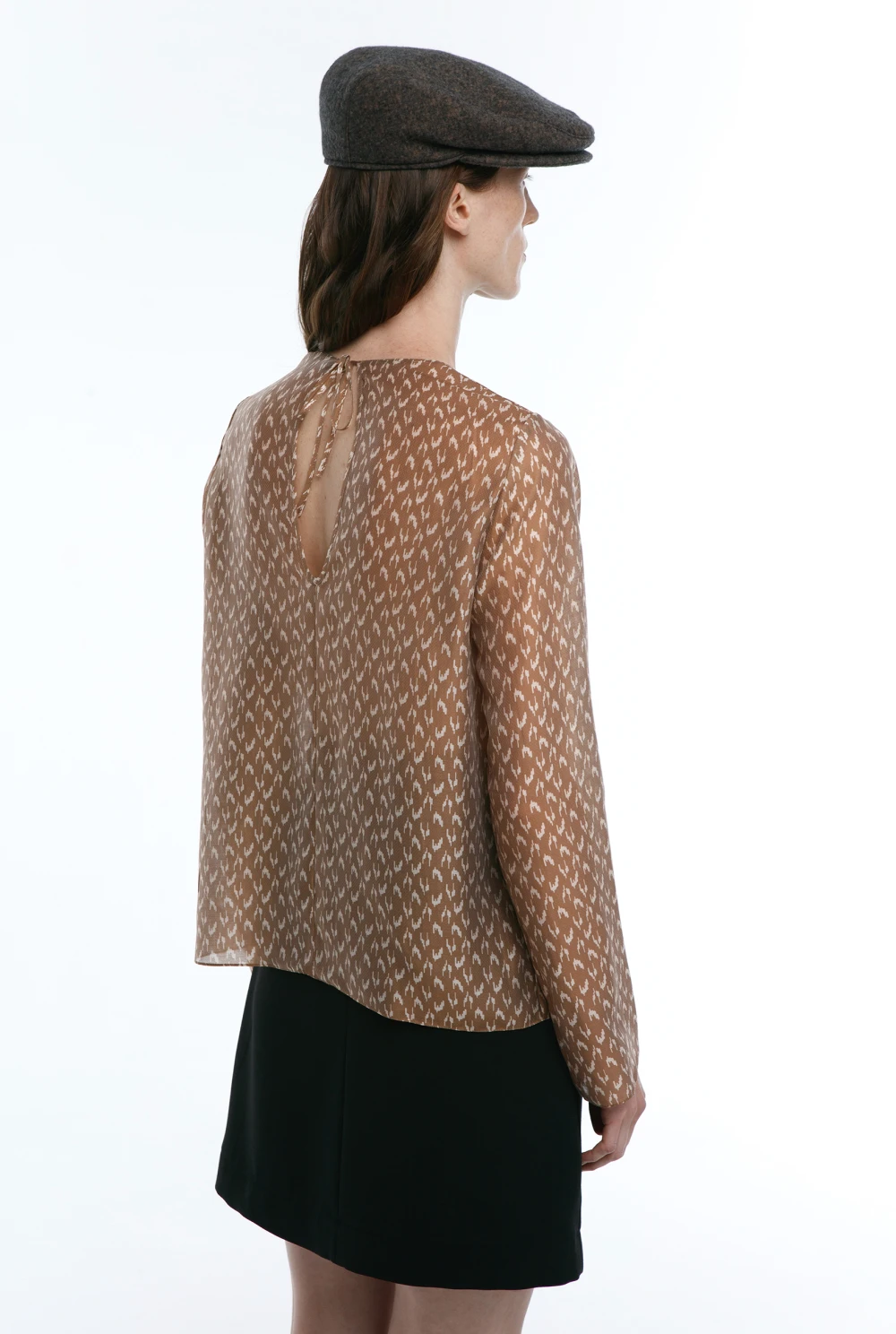 Блузка Simple (Цвет Светло-коричневый, Размер 44/S, Состав 80% Тенсел, 20% Полиэстер)